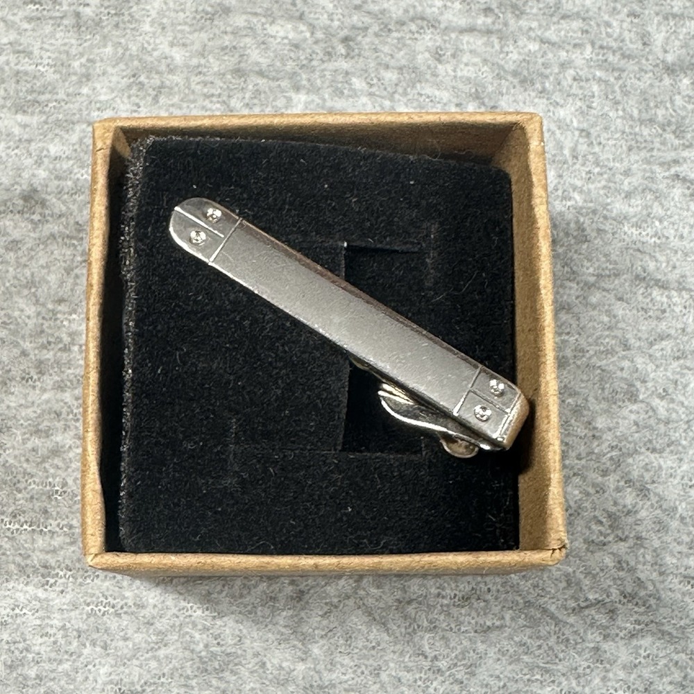 Vintage Swank Silver Tone Tie Clip Metal Bar Style Mens Accessory